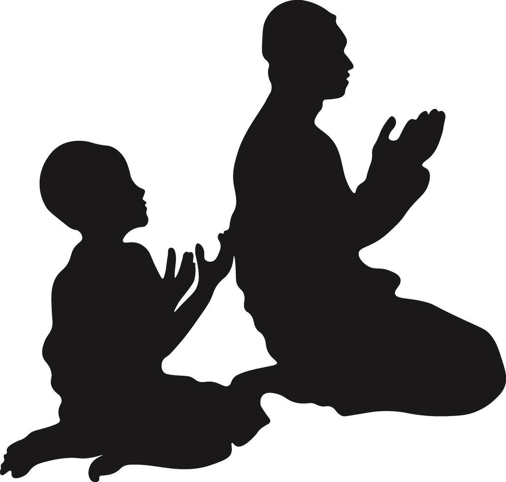 Muslim Pray Silhouette Isolated on White Background. Illustration Design. vector