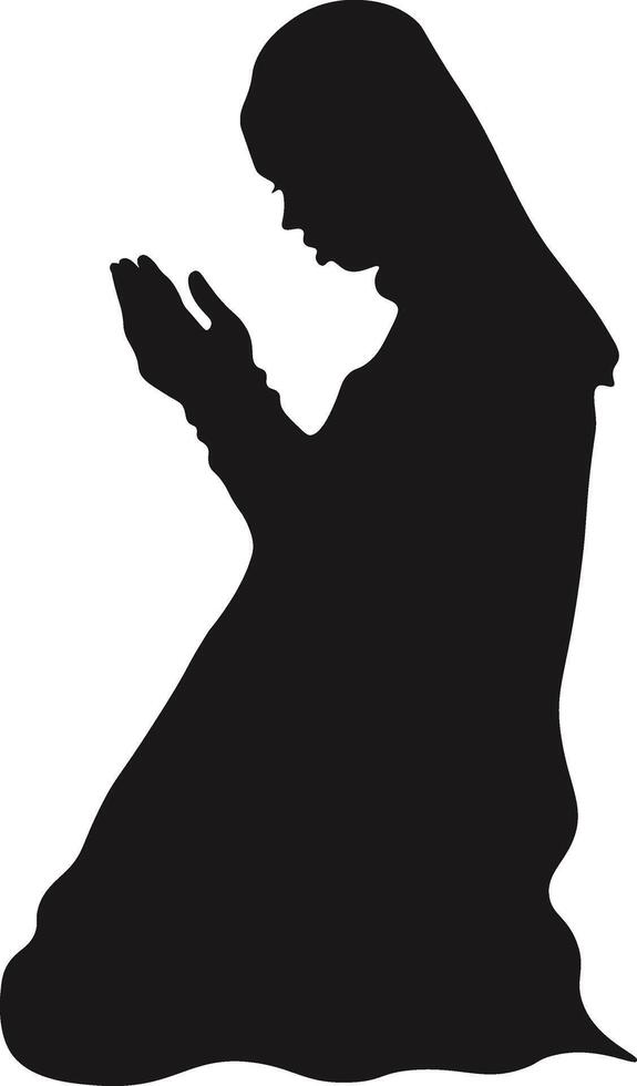 Muslim Pray Silhouette Isolated on White Background. Illustration Design. vector