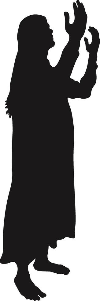 Muslim Pray Silhouette Isolated on White Background. Illustration Design. vector