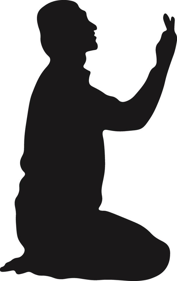 Muslim Pray Silhouette Isolated on White Background. Illustration Design. vector