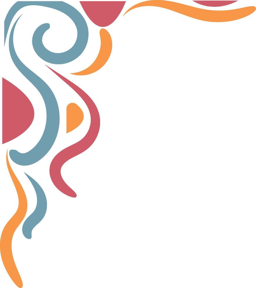 Retro Groovy Corner Frame Isolated on White Background. Illustration in Abstract Pattern Design. vector