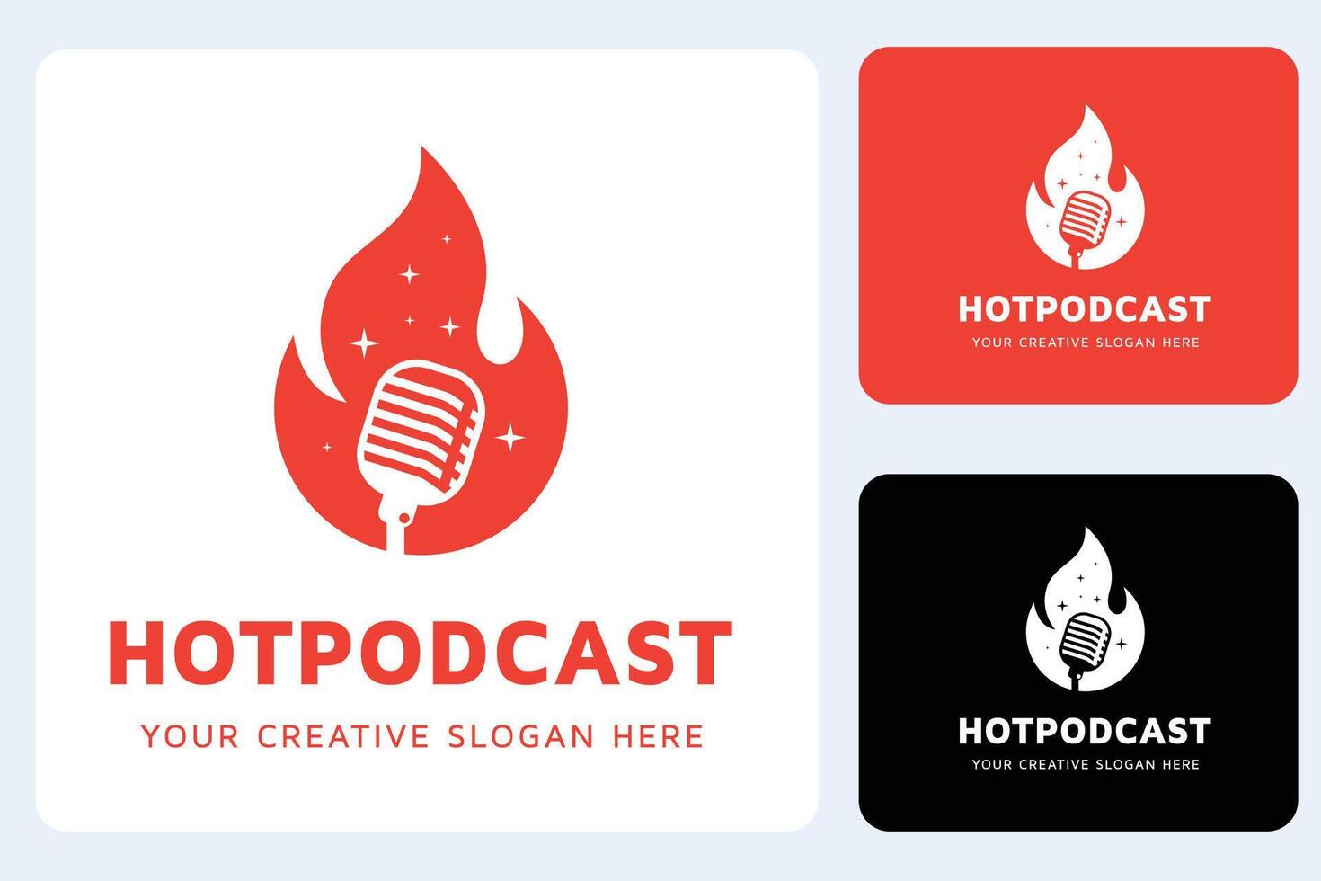 Fire Hot Podcast Logo Design vector