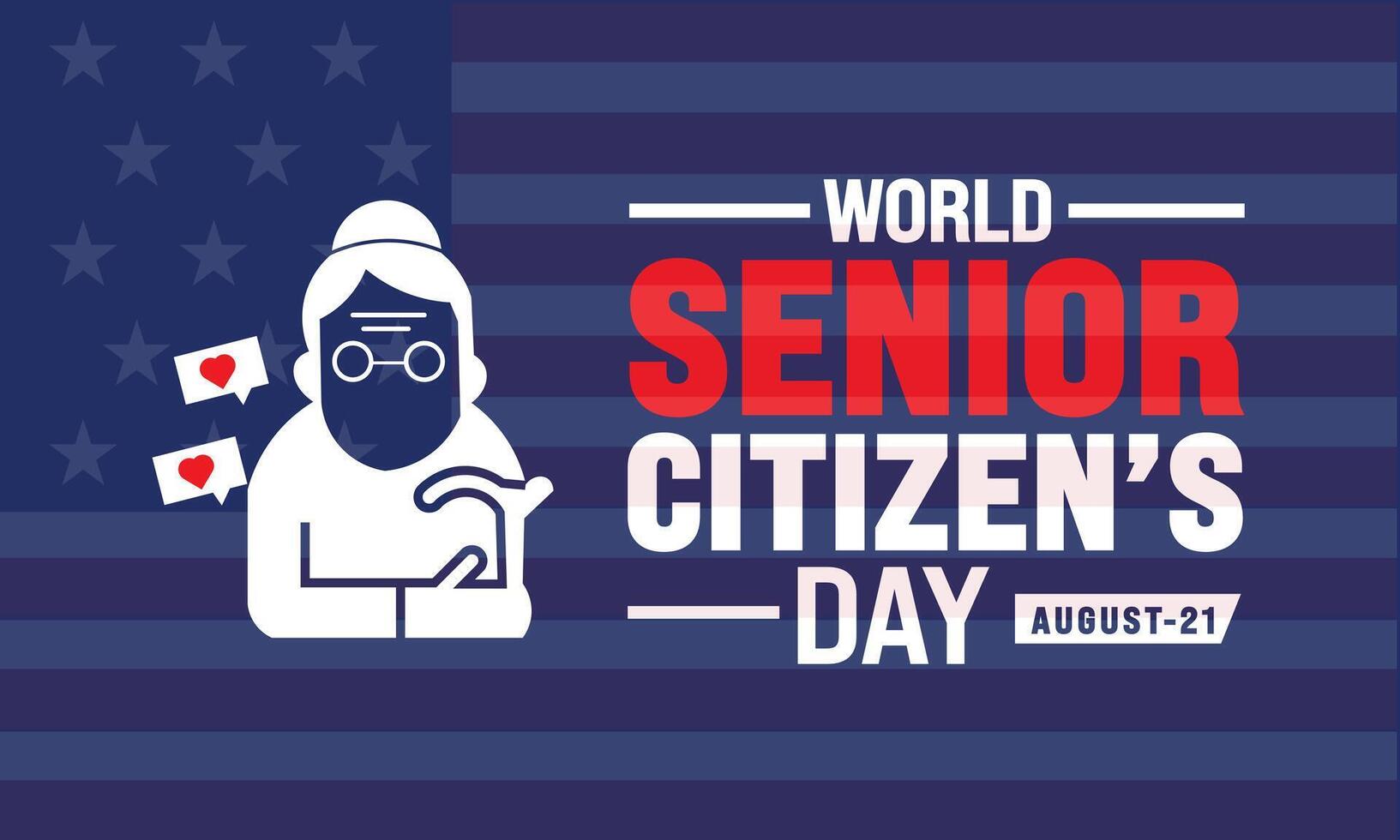 World Senior Citizen's Day is observed every year on August 21. The day is known to increase awareness. Banner poster and happy mature couple. art vector