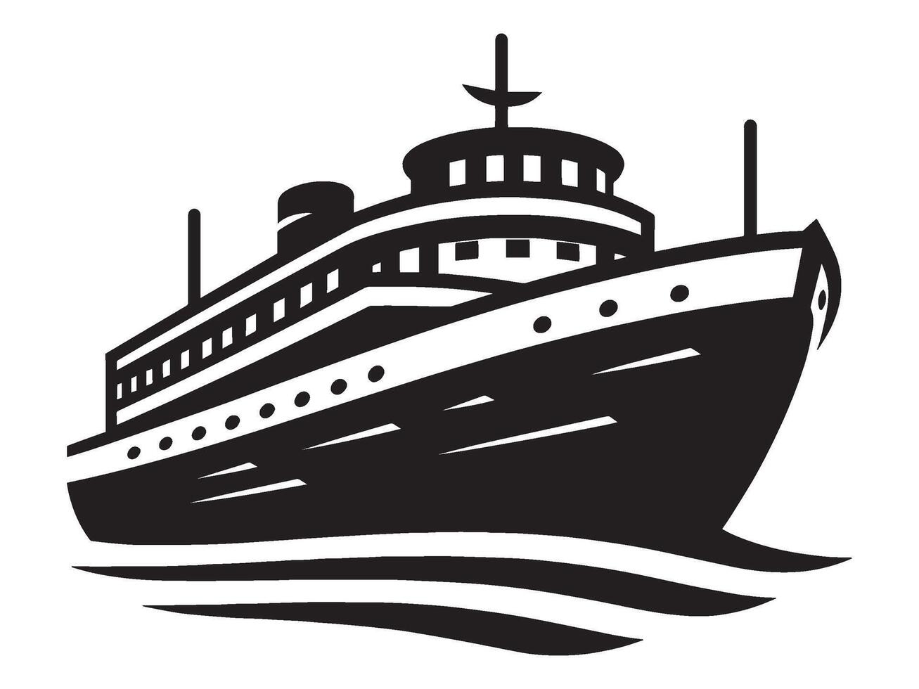 Modern ship silhouette illustration isolated on a white background vector