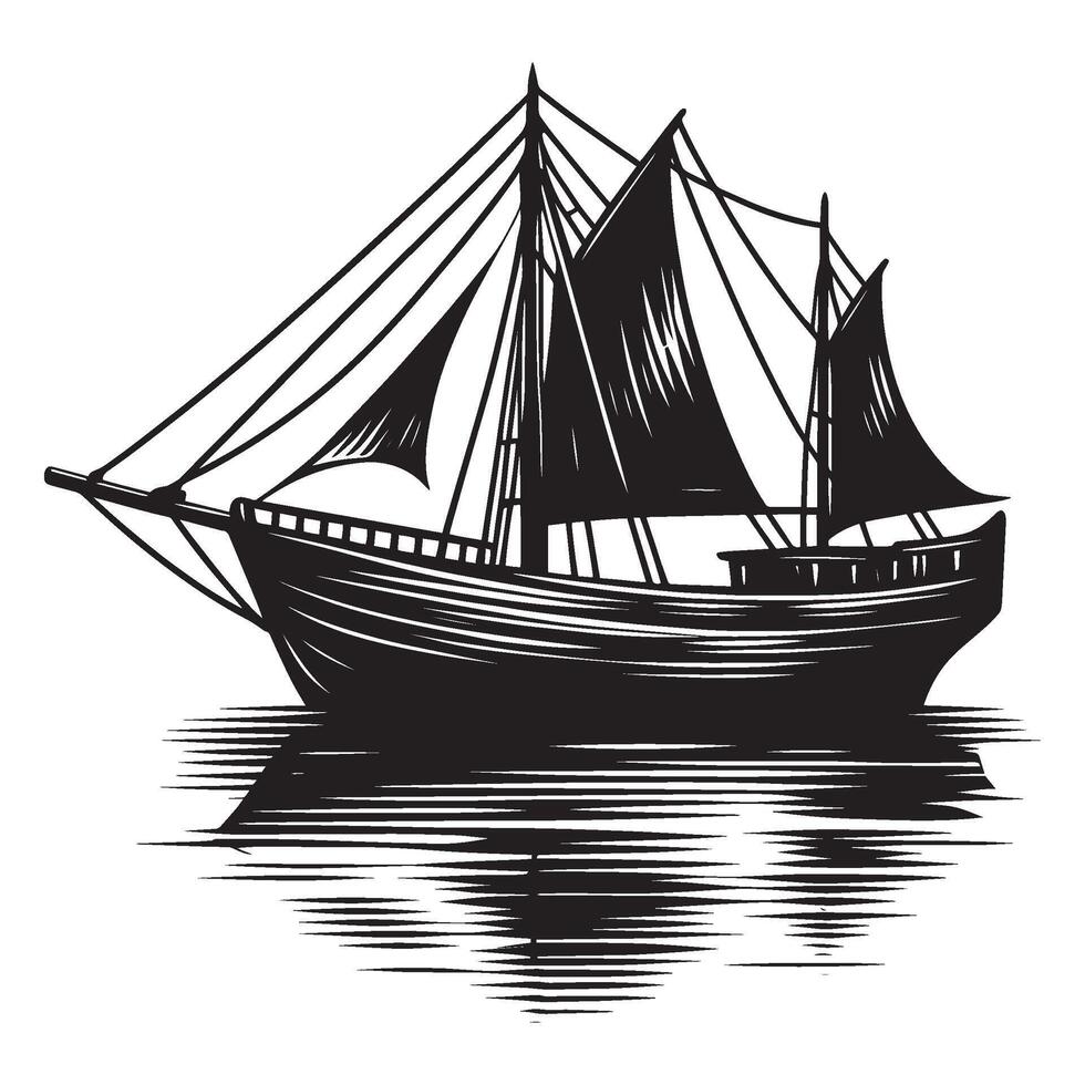 Sailboat silhouette illustration isolated on a white background vector