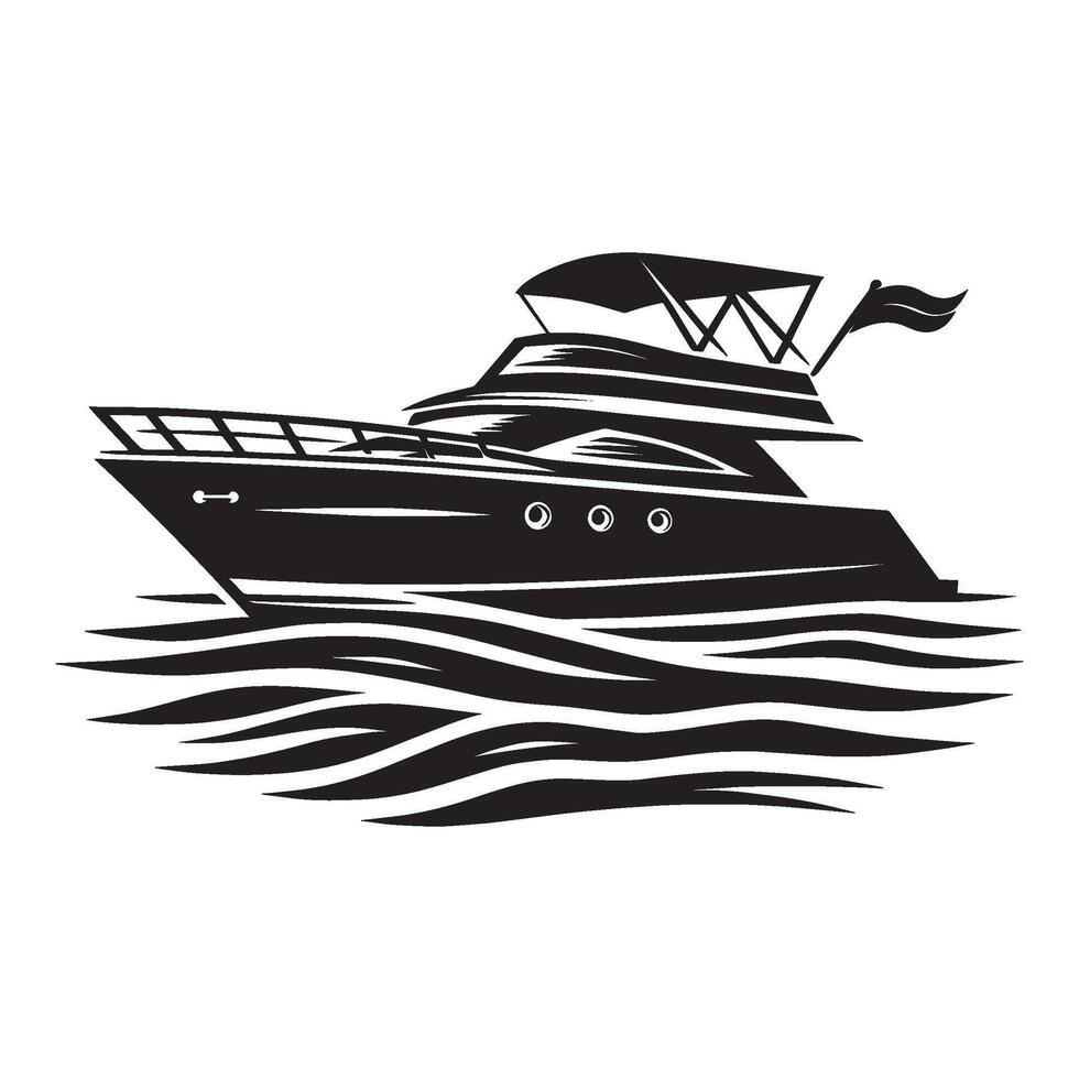Modern luxury yacht ship silhouette illustration isolated on a white background vector