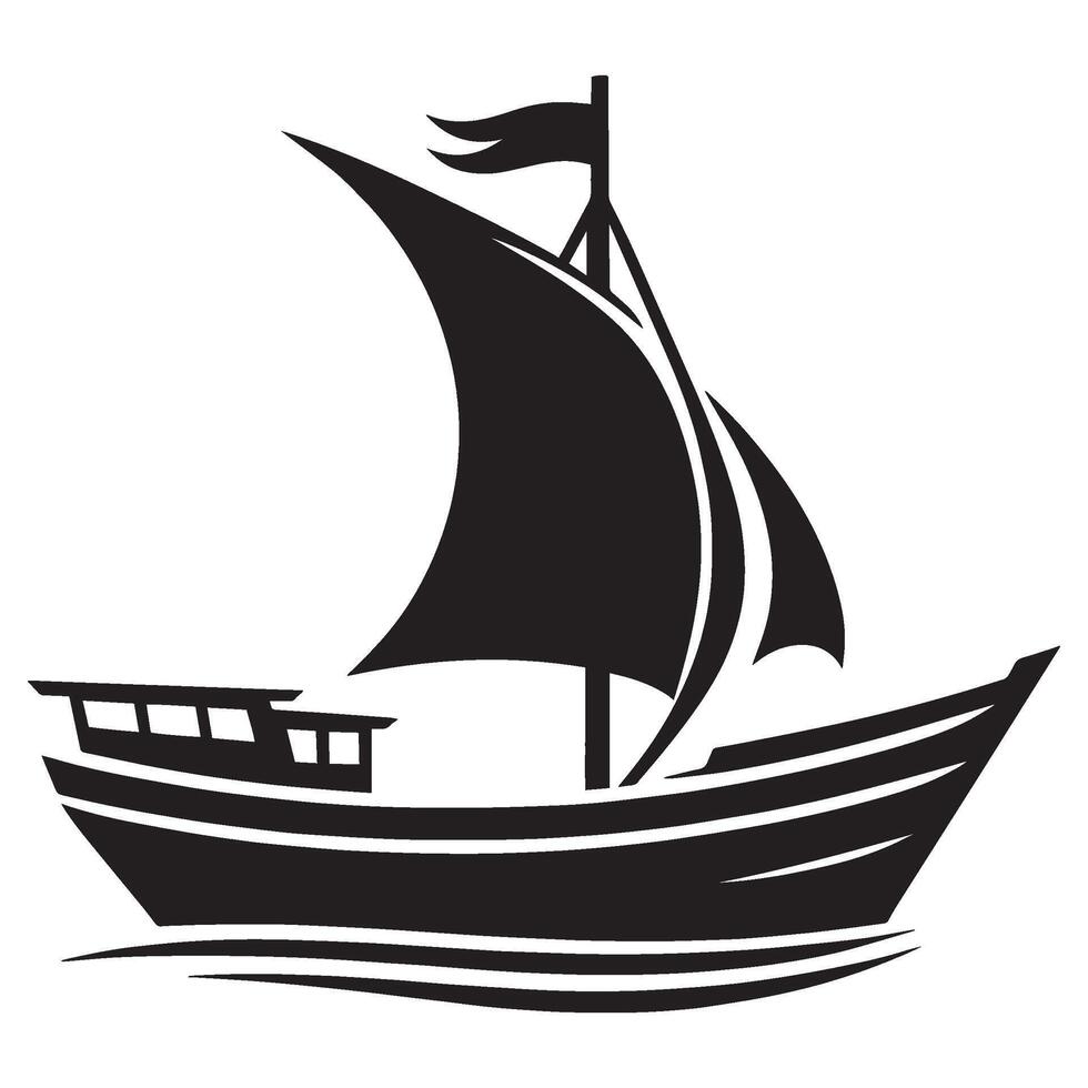Sailboat silhouette illustration isolated on a white background vector