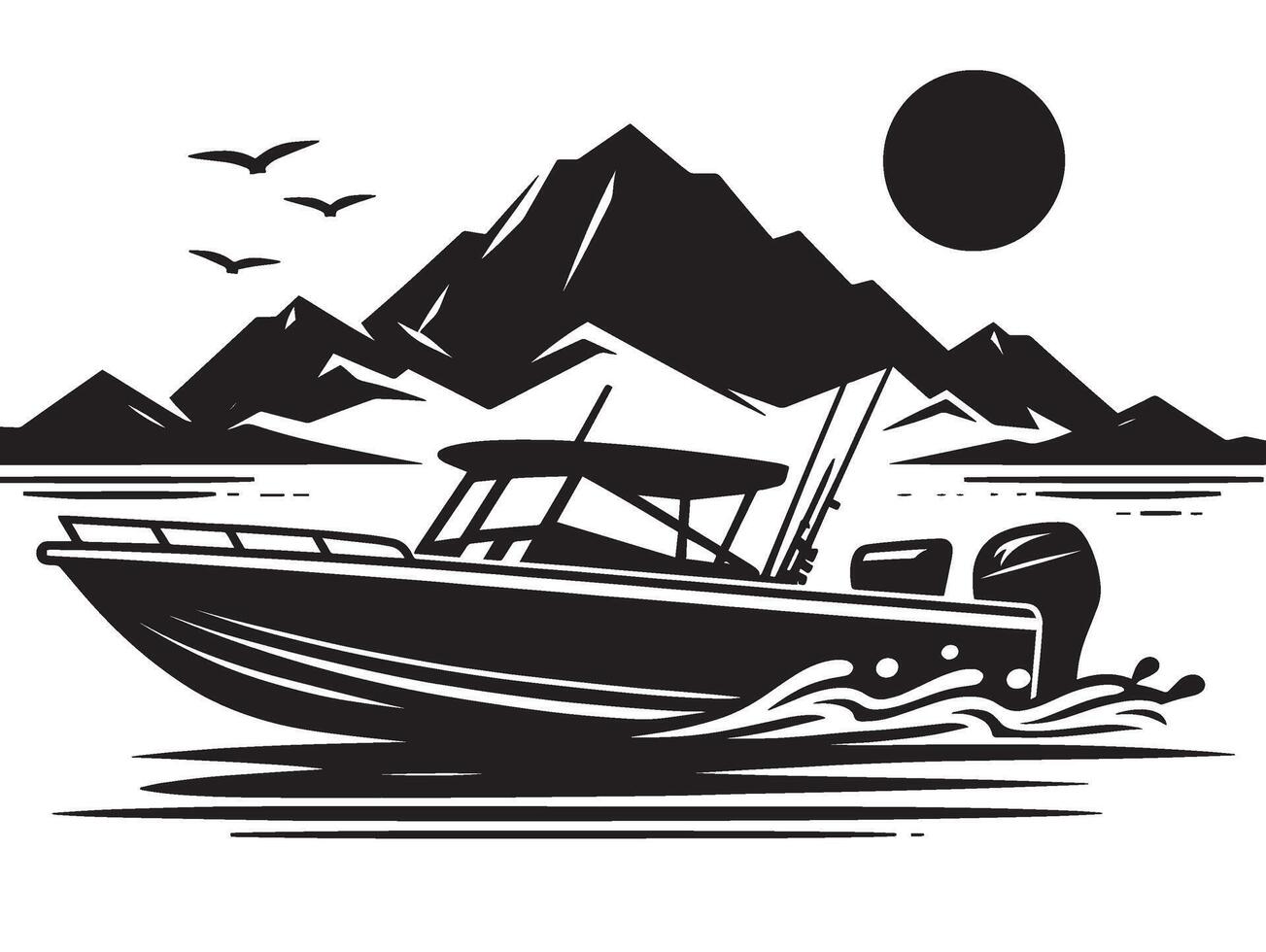 Modern luxury yacht ship silhouette illustration isolated on a white background vector
