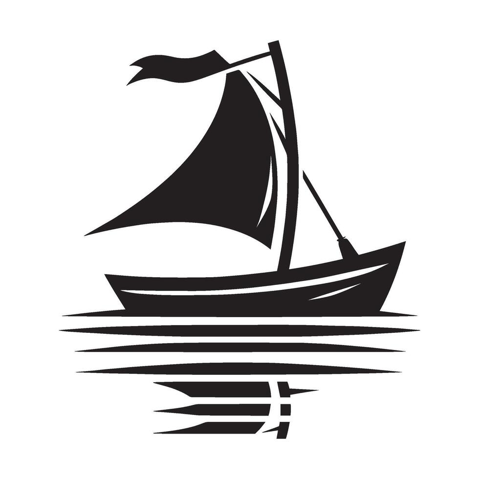 Sailboat silhouette illustration isolated on a white background vector