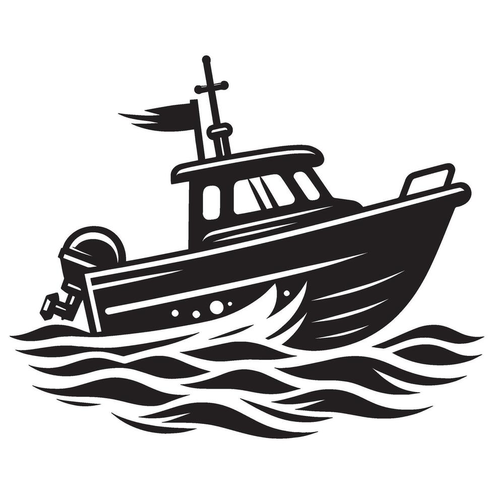 Modern luxury yacht ship silhouette illustration isolated on a white background vector