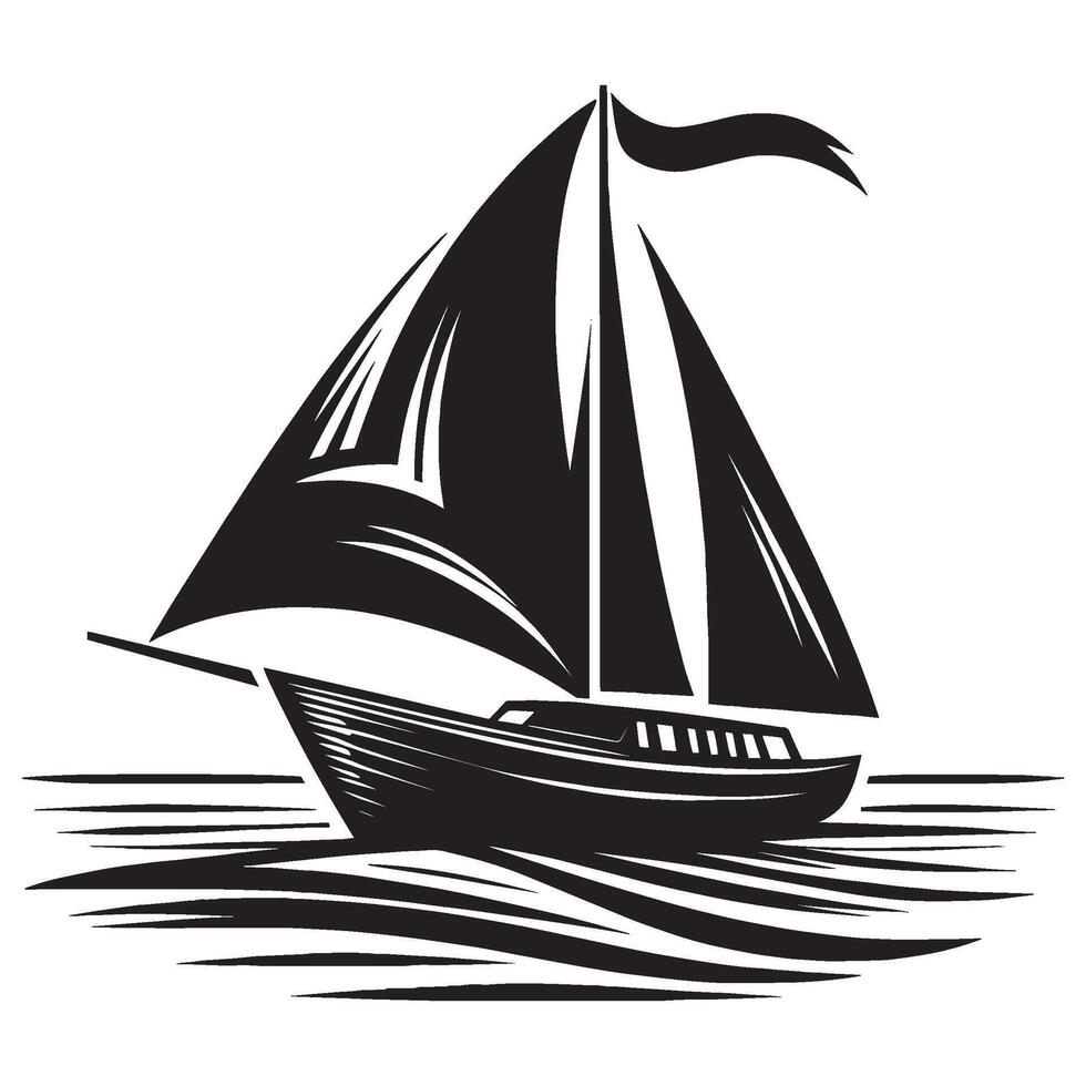 Sailboat silhouette illustration isolated on a white background vector