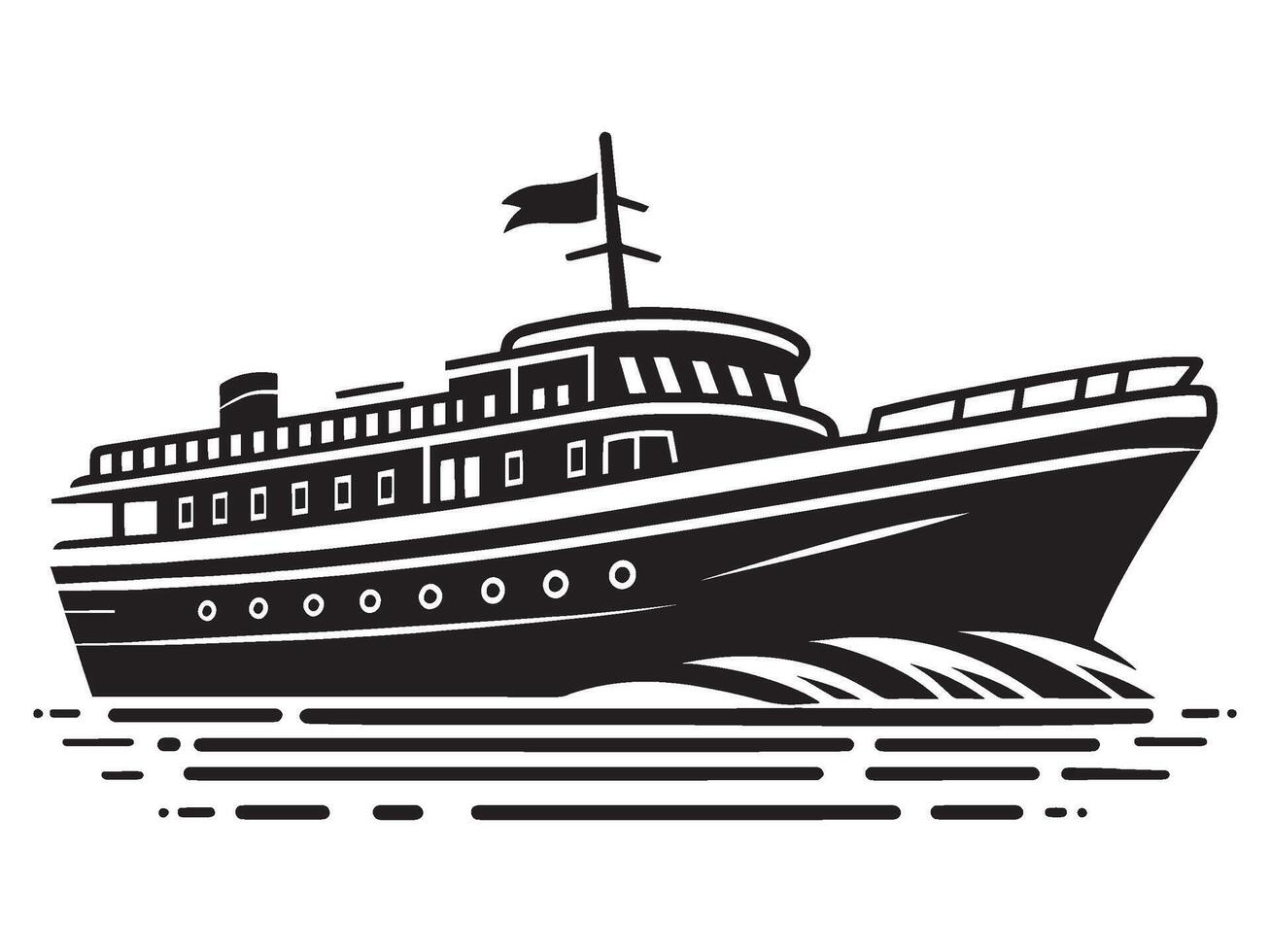 Modern ship silhouette illustration isolated on a white background vector