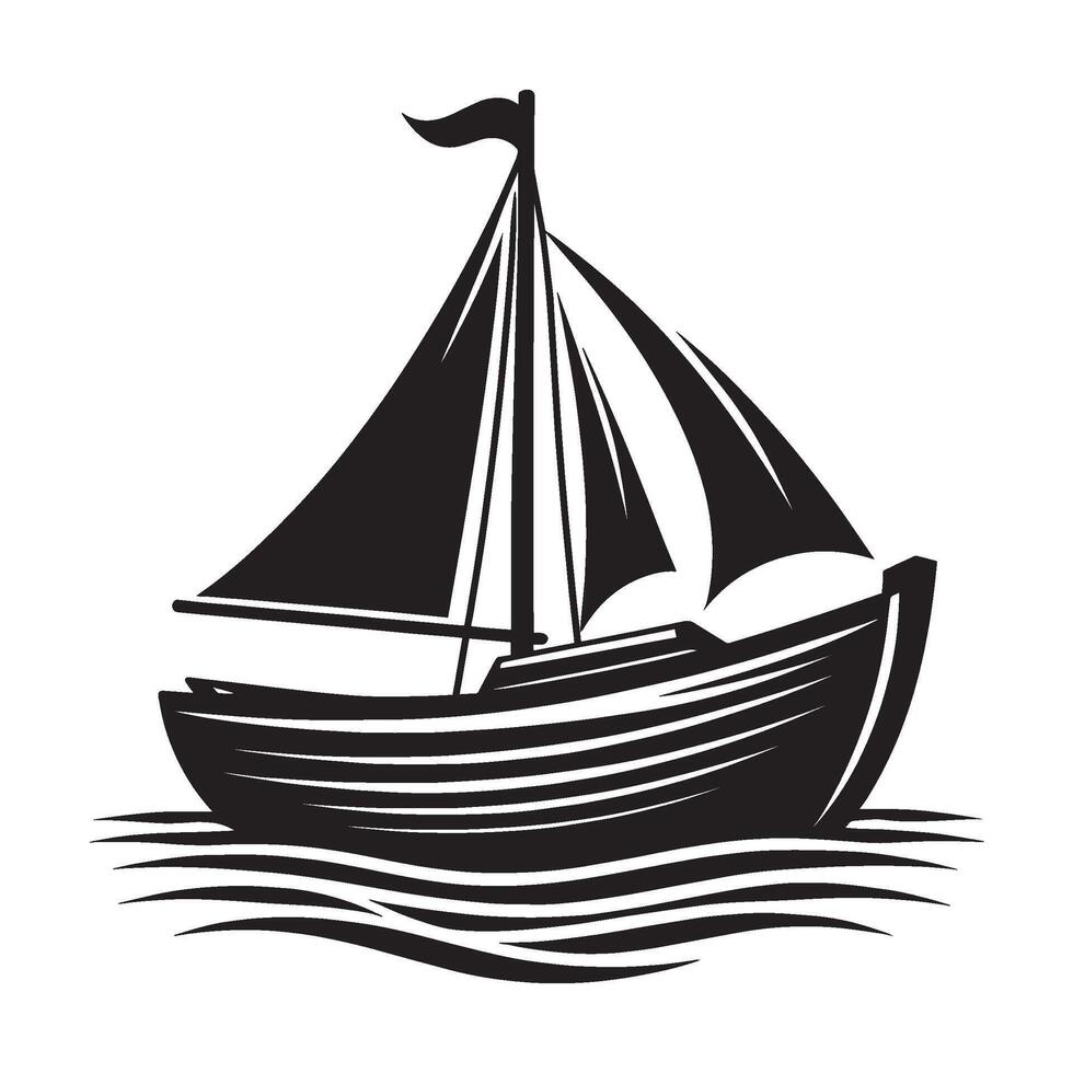 Sailboat silhouette illustration isolated on a white background vector
