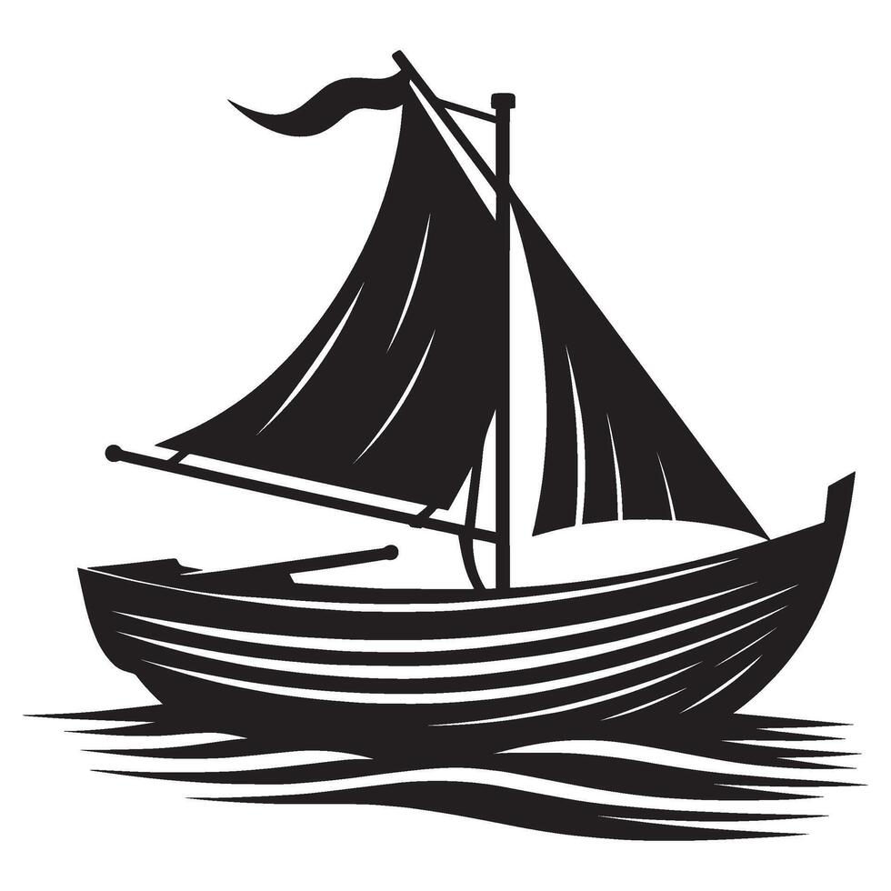 Sailboat silhouette illustration isolated on a white background vector