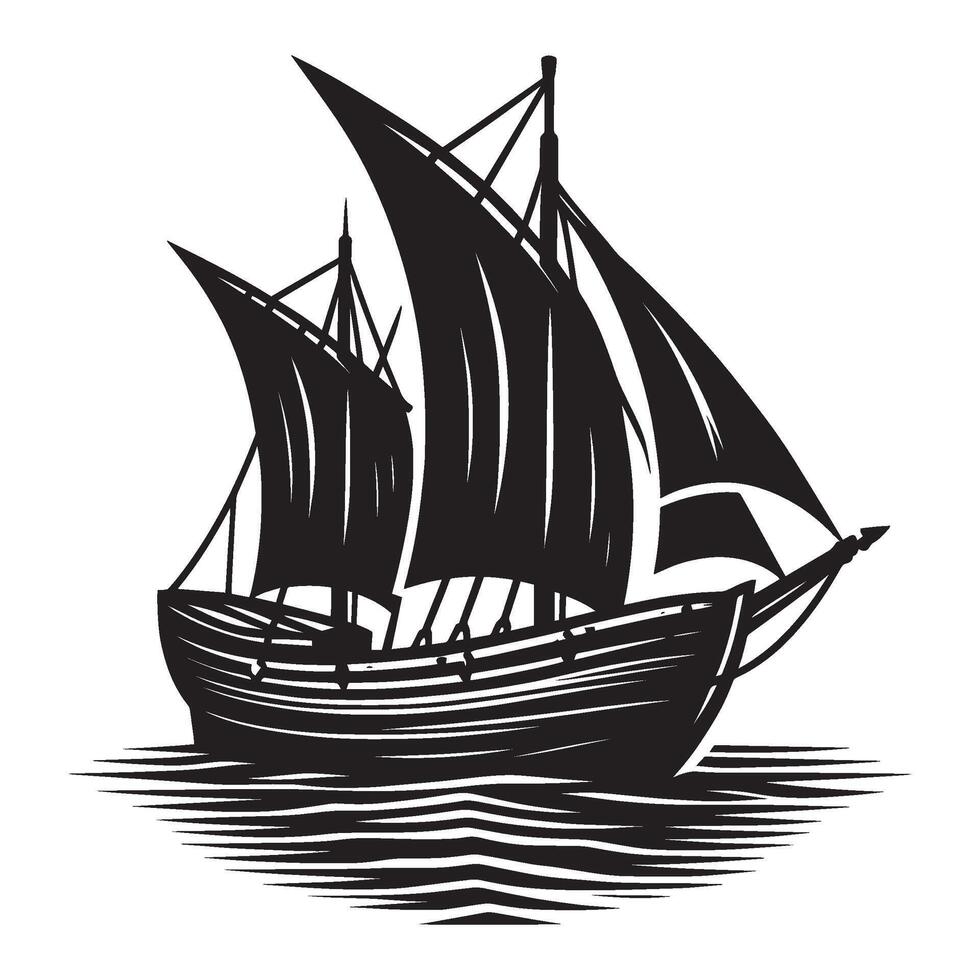 Sailboat silhouette illustration isolated on a white background vector