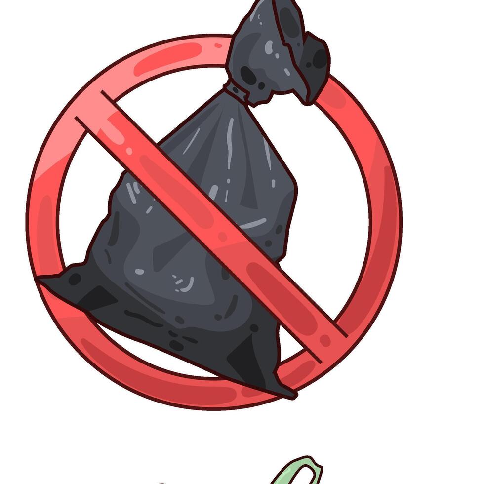 Illustration of no plastic bag vector