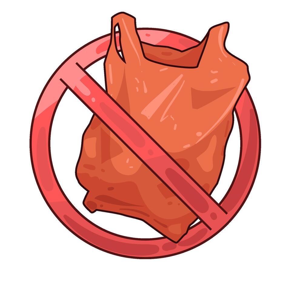 Illustration of no plastic bag vector