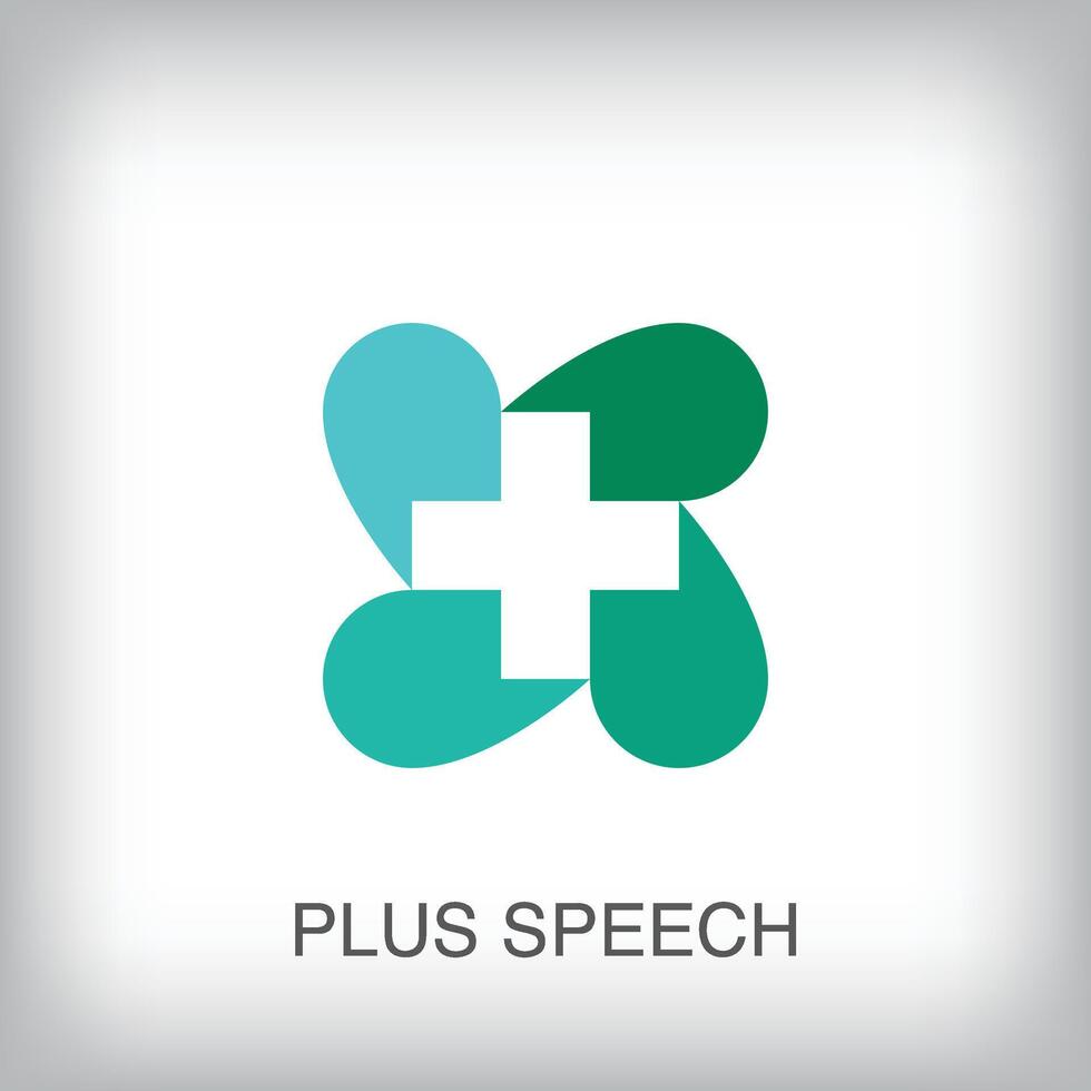 Modern logo with speech bubble and plus sign. Unique color transitions. Healthcare industry and clinic logo template. vector