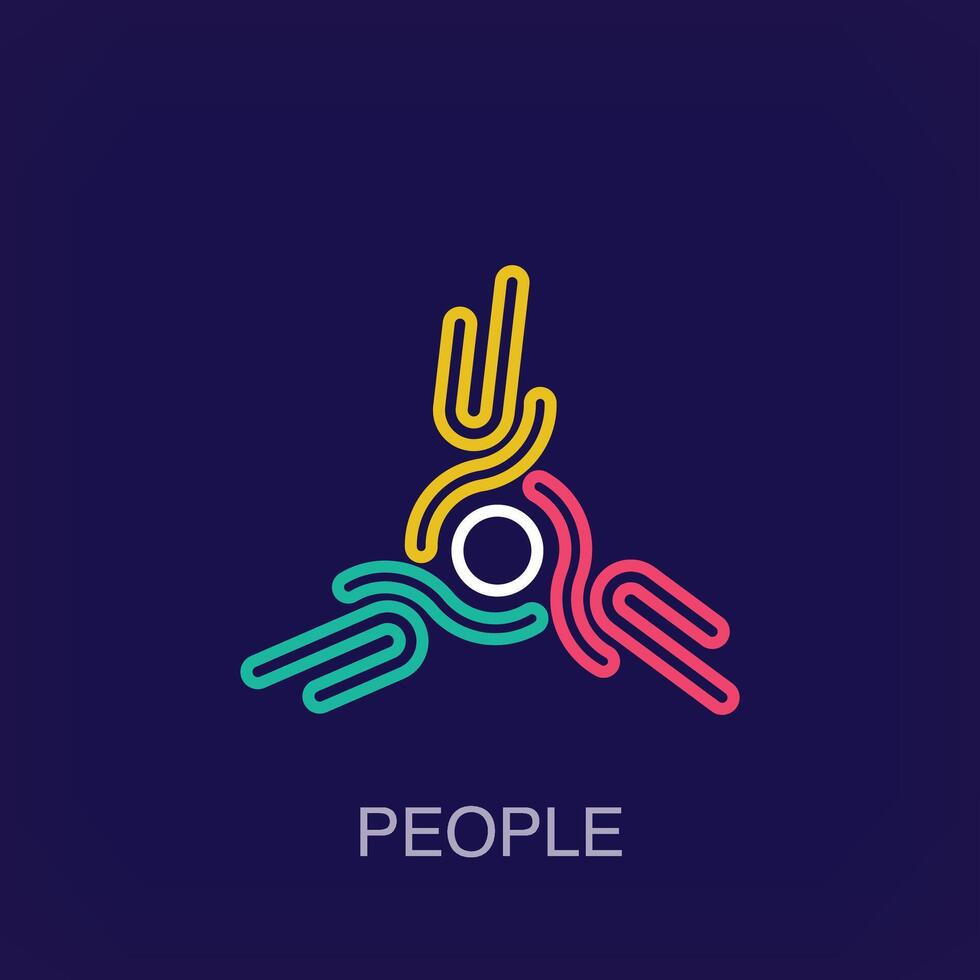 Human cycle modern logo. Unique color transitions. Solidarity togetherness and teamwork logo template. vector