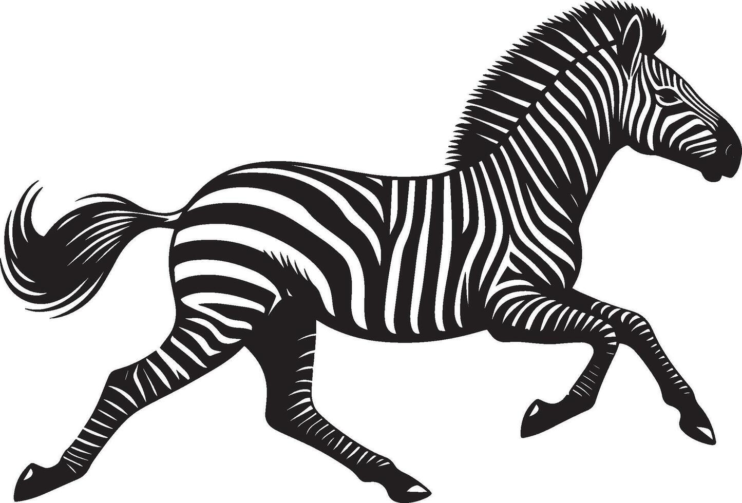 Zebra Silhouette isolated on white background Minimalist shape icon vector