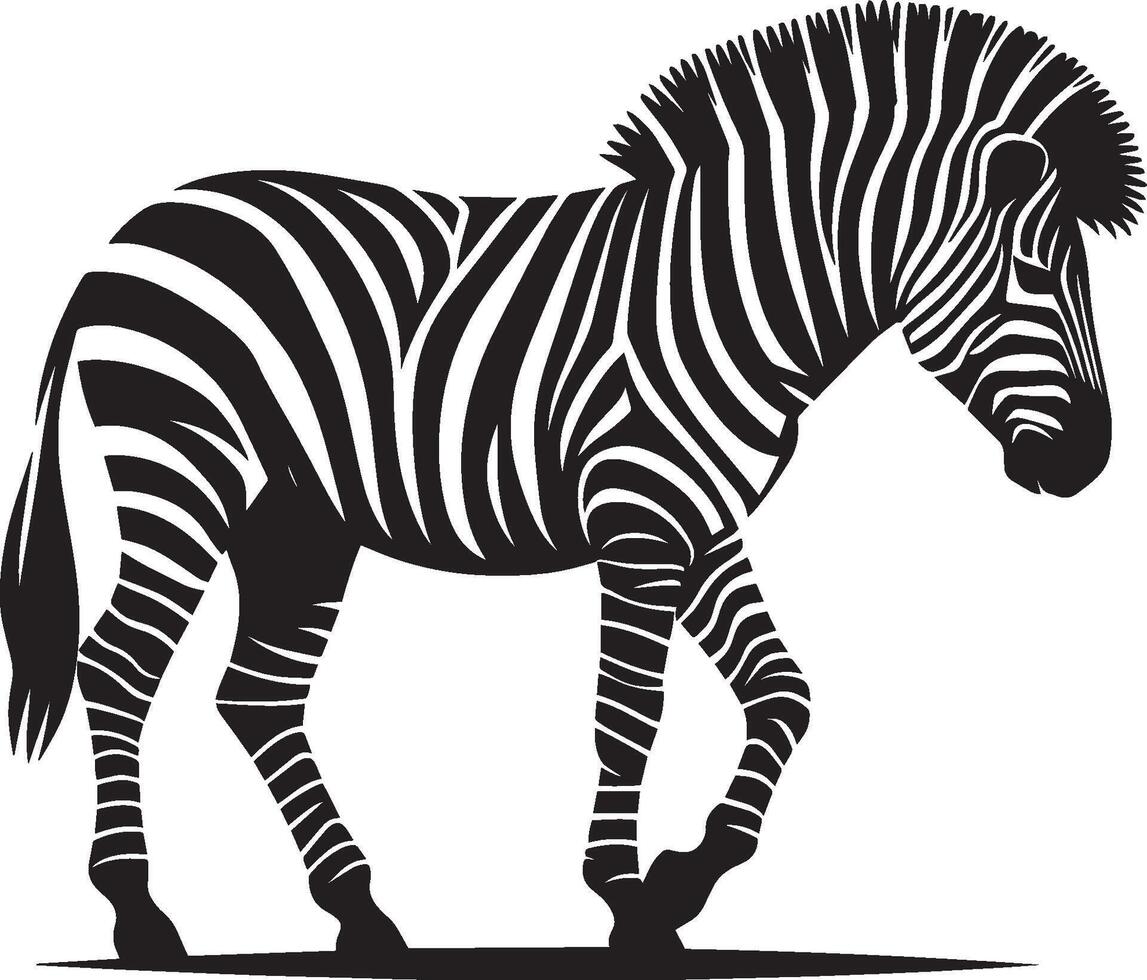 Zebra Silhouette isolated on white background Minimalist shape icon vector