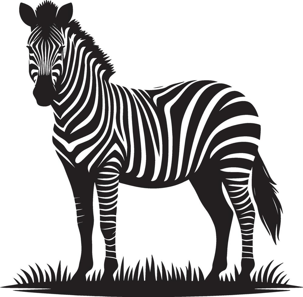 Zebra Silhouette isolated on white background Minimalist shape icon vector
