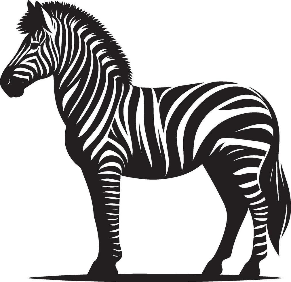 Zebra Silhouette isolated on white background Minimalist shape icon vector