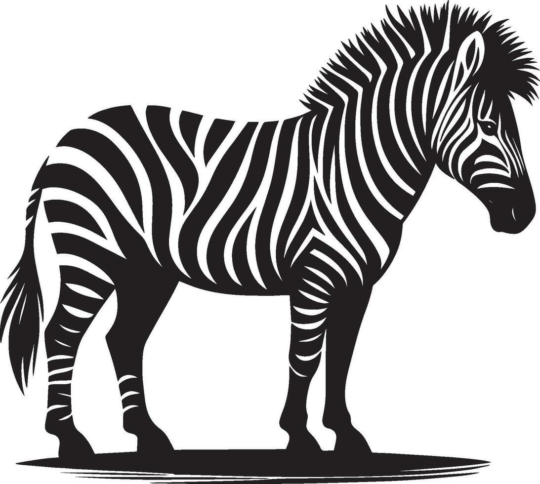 Zebra Silhouette isolated on white background Minimalist shape icon vector