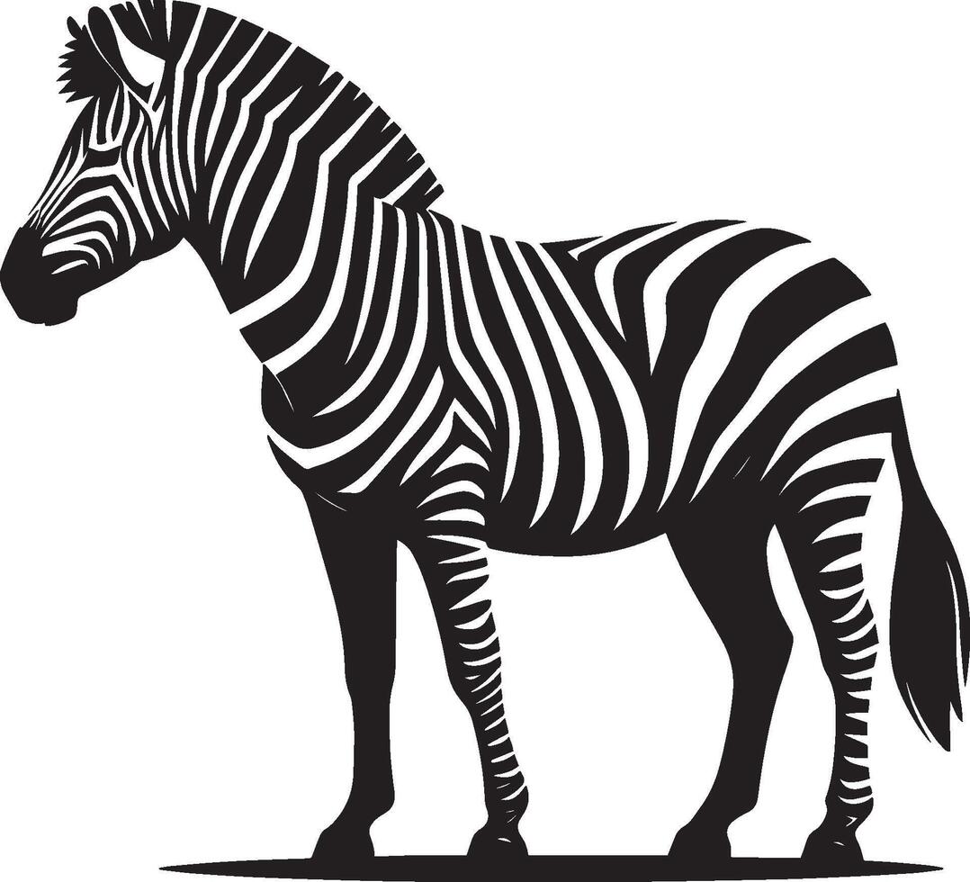 Zebra Silhouette isolated on white background Minimalist shape icon vector