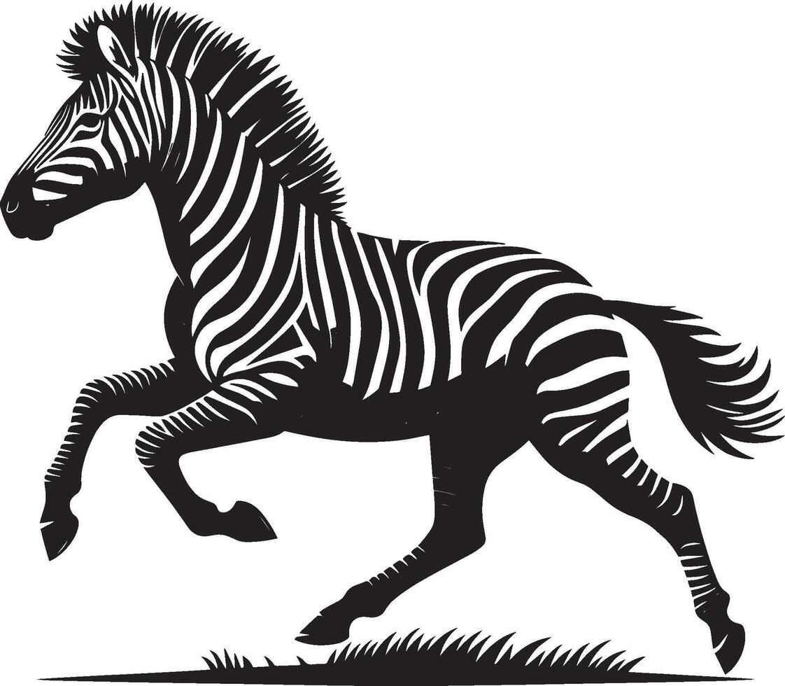 Zebra Silhouette isolated on white background Minimalist shape icon vector
