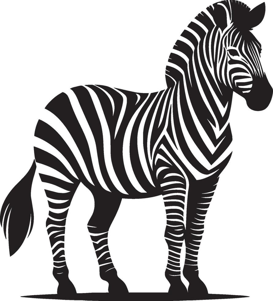 Zebra Silhouette isolated on white background Minimalist shape icon vector