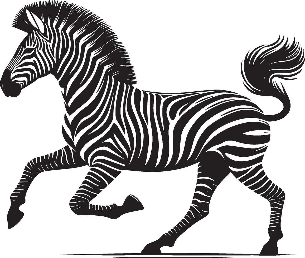 Zebra Silhouette isolated on white background Minimalist shape icon vector