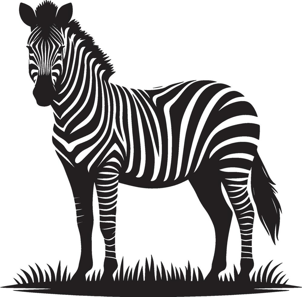 Zebra Silhouette isolated on white background Minimalist shape icon vector