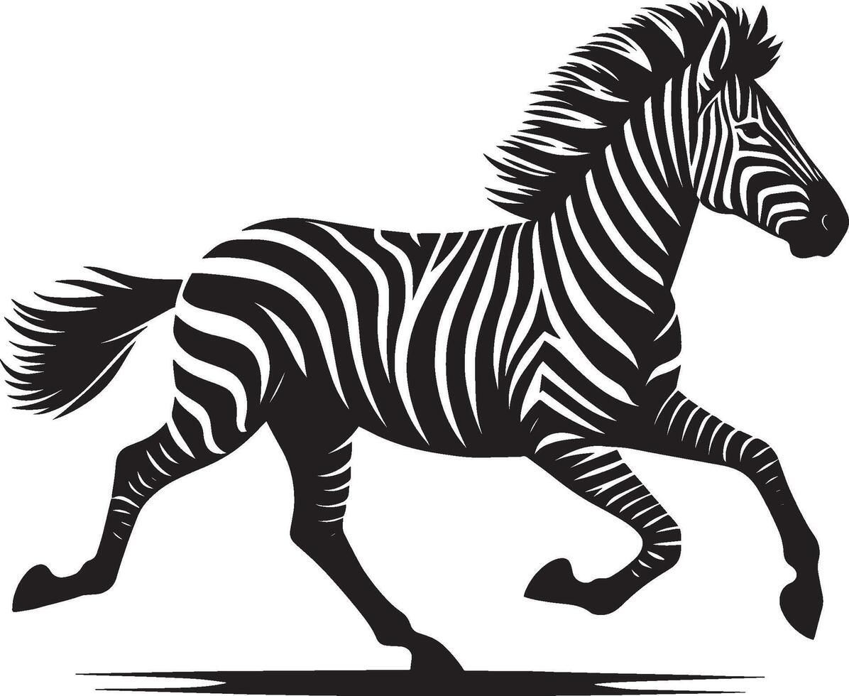 Zebra Silhouette isolated on white background Minimalist shape icon vector