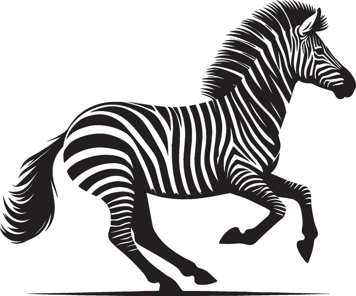 Zebra Silhouette isolated on white background Minimalist shape icon vector