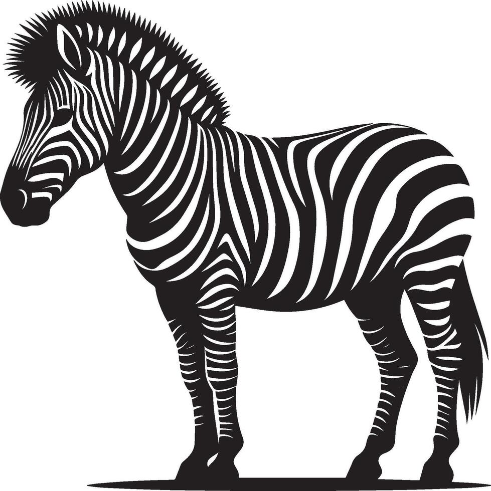 Zebra Silhouette isolated on white background Minimalist shape icon vector