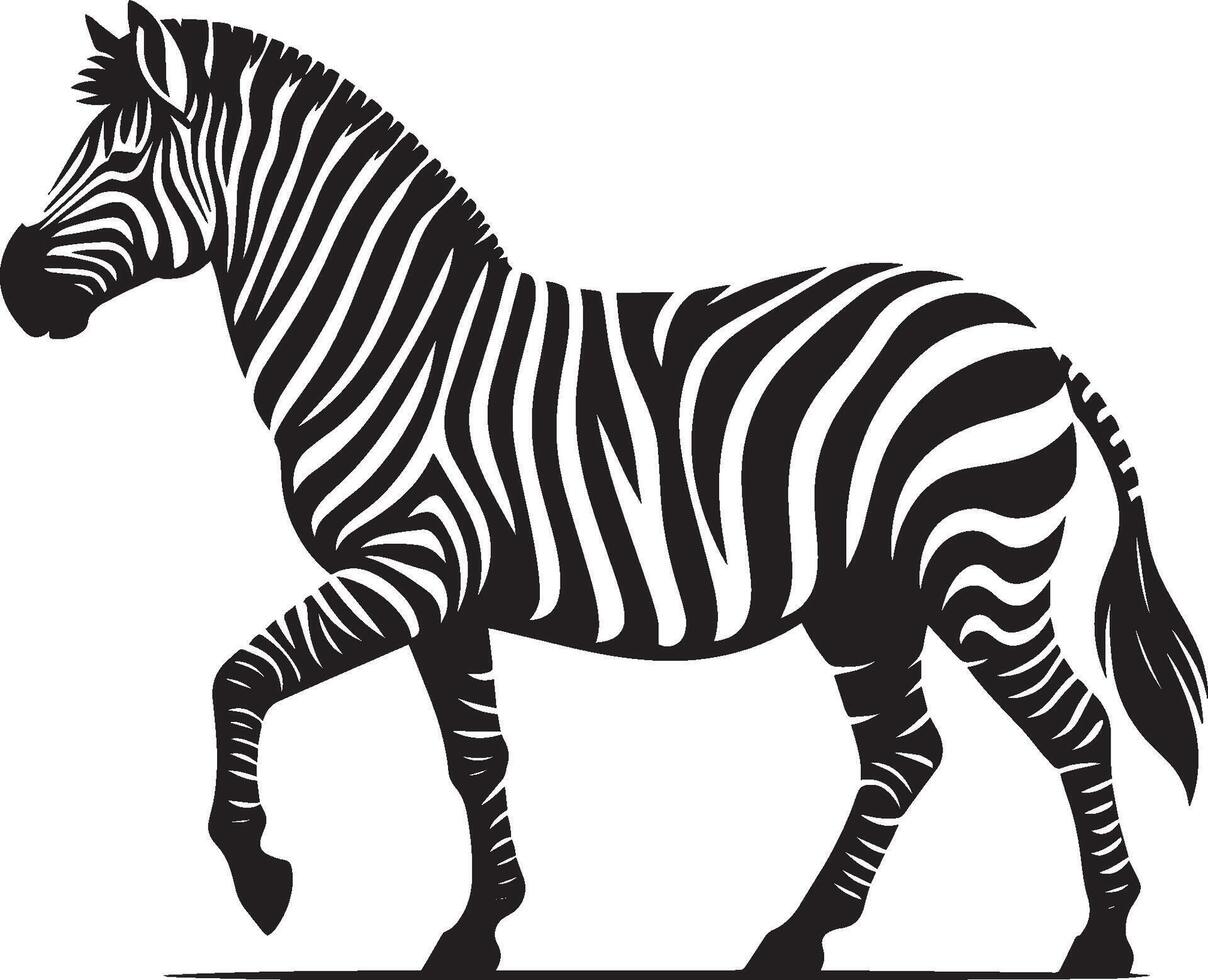 Zebra Silhouette isolated on white background Minimalist shape icon vector