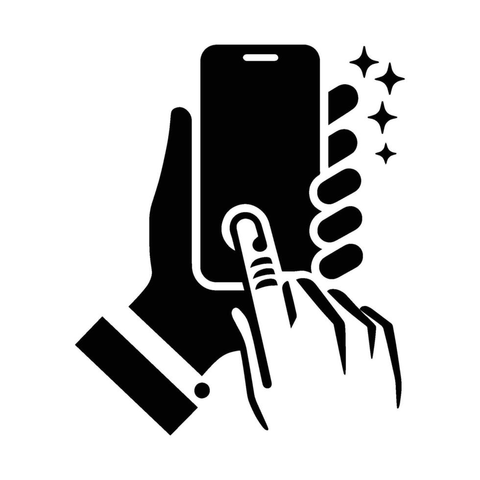 Smartphone mobile on hand silhouette illustration isolated on a white background vector