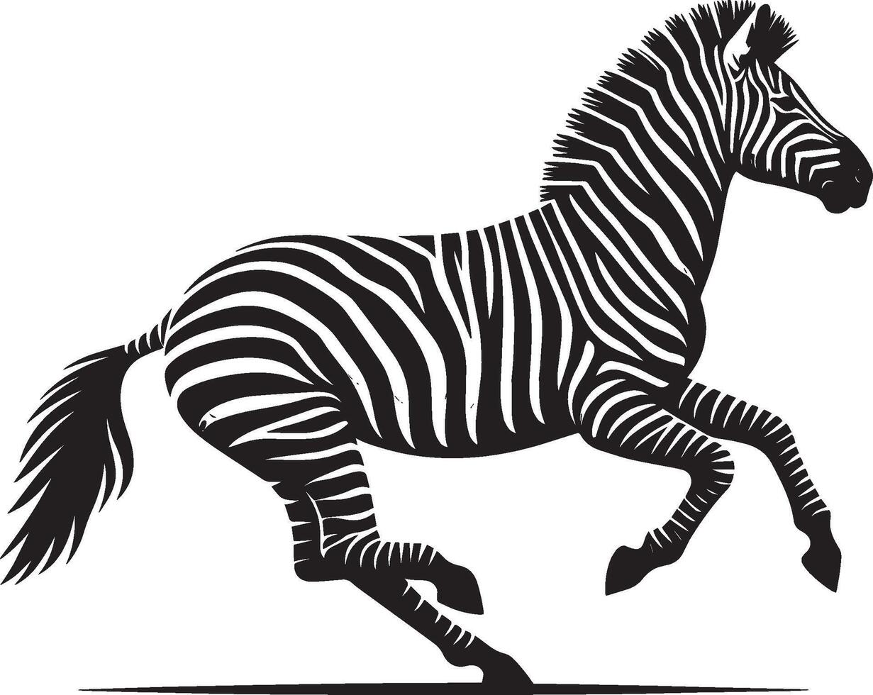 Zebra Silhouette isolated on white background Minimalist shape icon vector