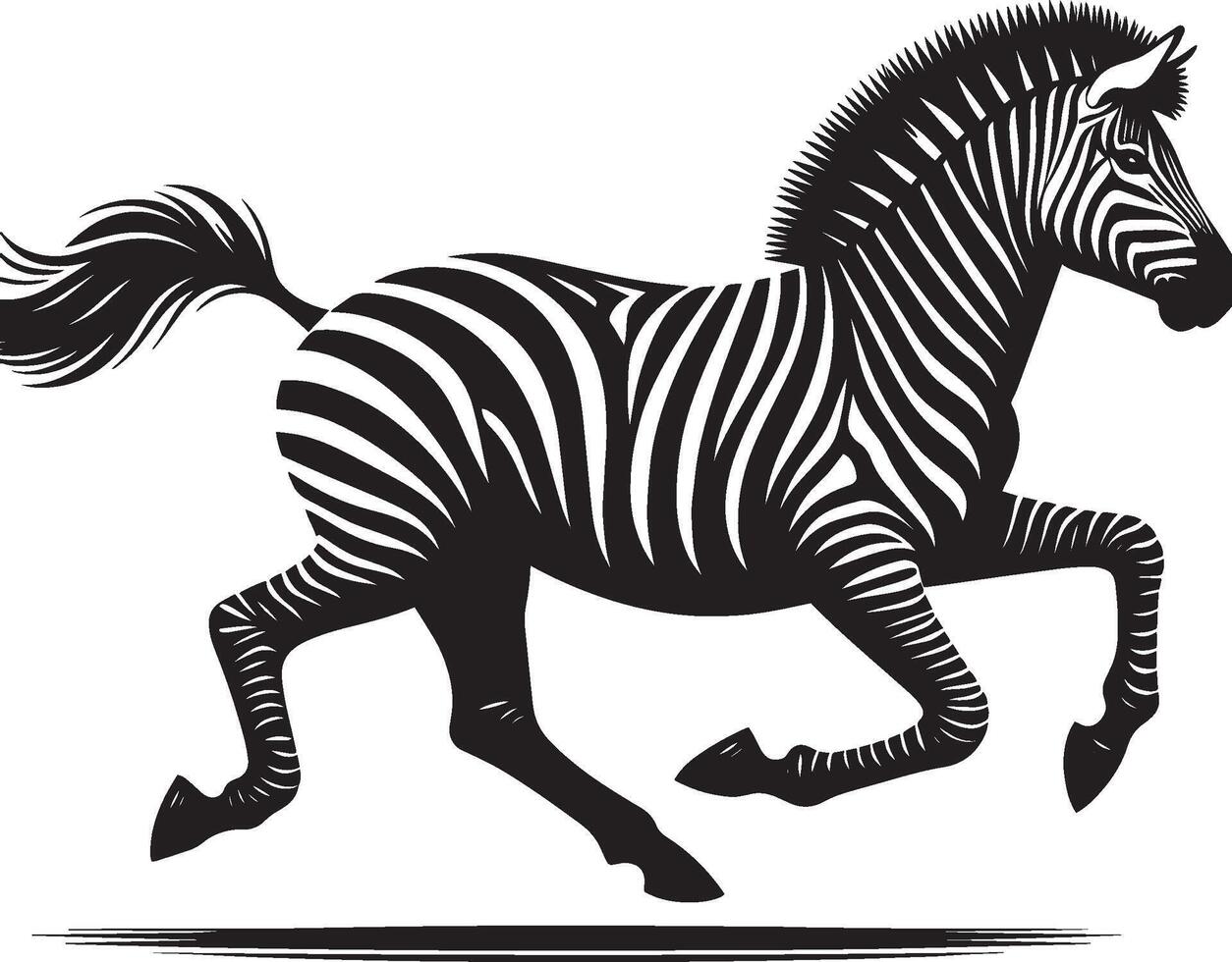 Zebra Silhouette isolated on white background Minimalist shape icon vector