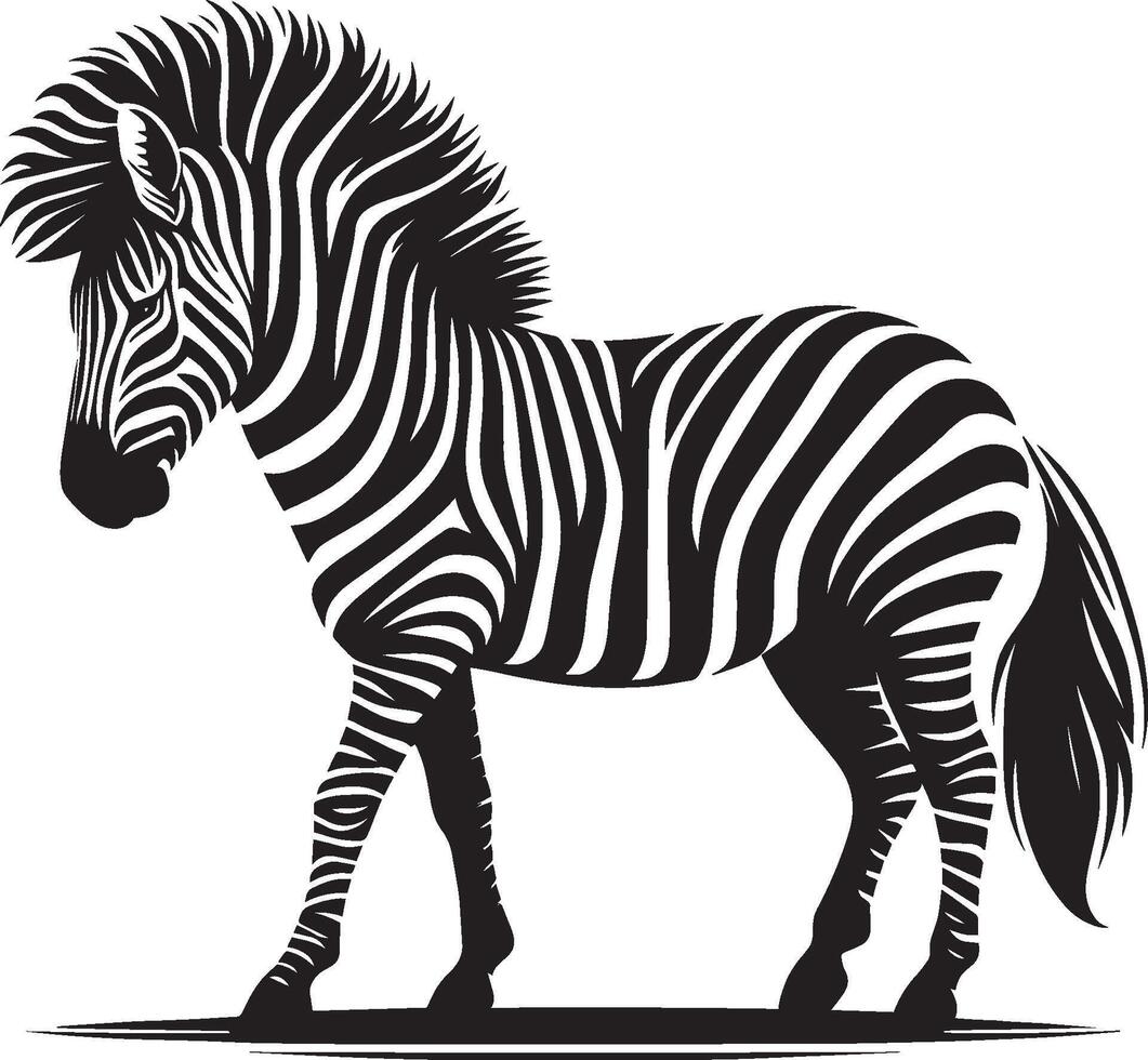 Zebra Silhouette isolated on white background Minimalist shape icon vector