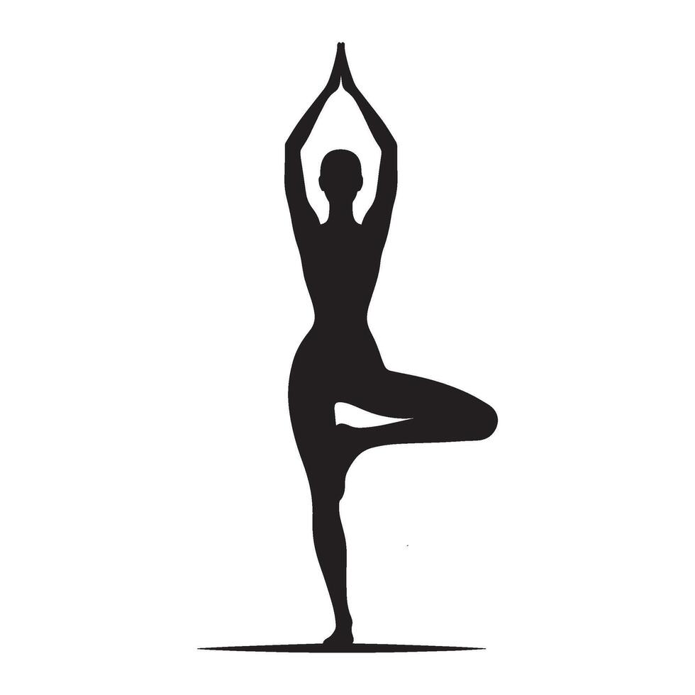 Yoga meditation silhouette illustration on white background vector