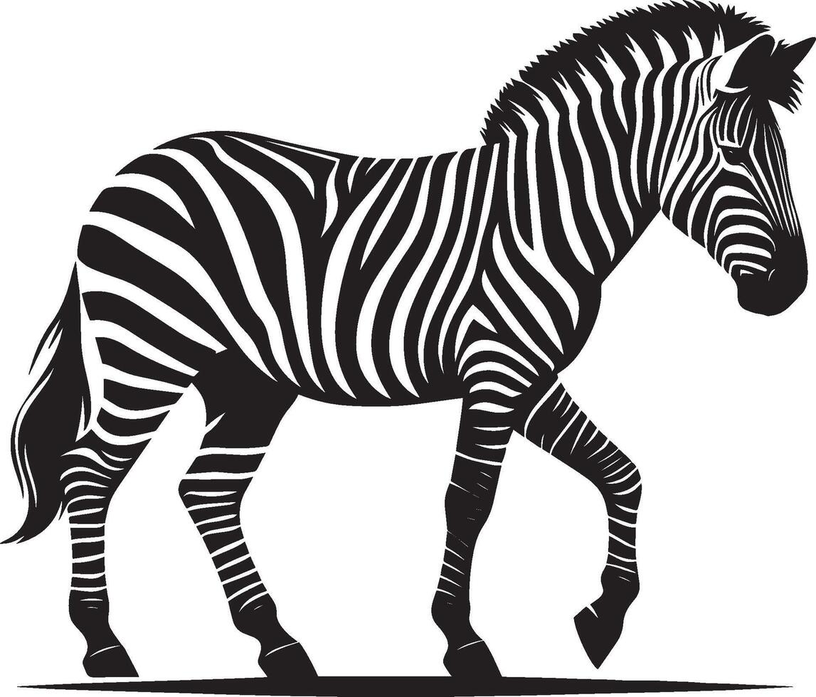 Zebra Silhouette isolated on white background Minimalist shape icon vector
