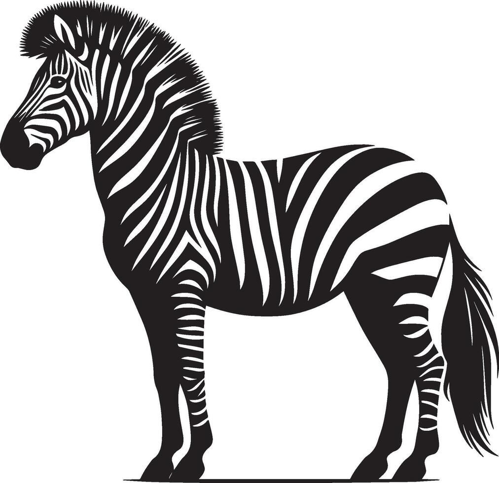 Zebra Silhouette isolated on white background Minimalist shape icon vector