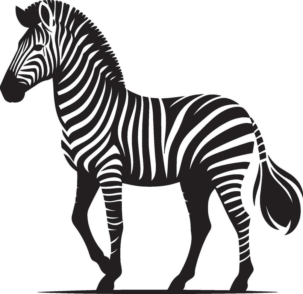 Zebra Silhouette isolated on white background Minimalist shape icon vector