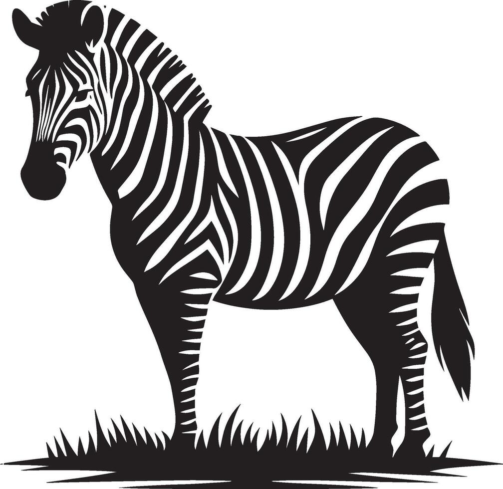 Zebra Silhouette isolated on white background Minimalist shape icon vector