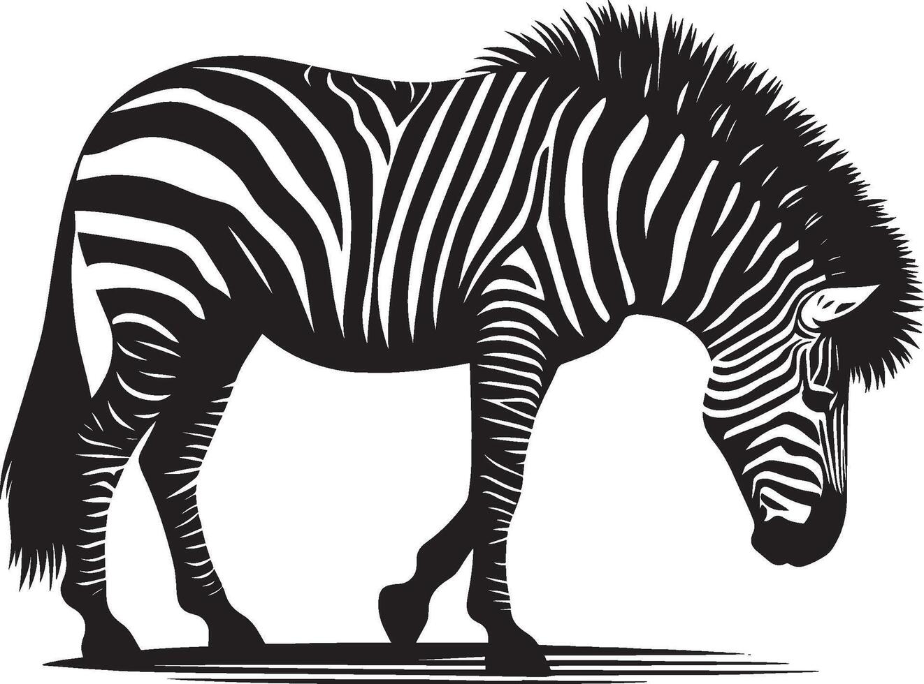 Zebra Silhouette isolated on white background Minimalist shape icon vector