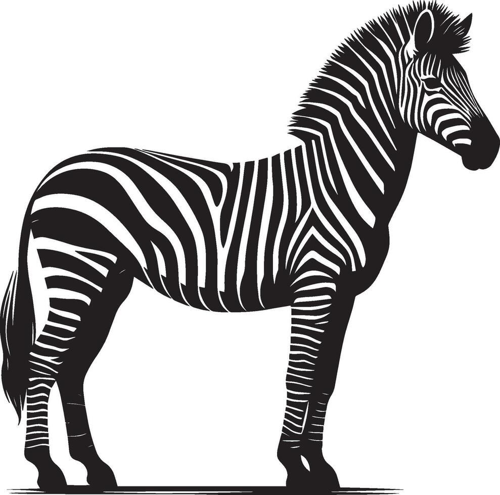 Zebra Silhouette isolated on white background Minimalist shape icon vector