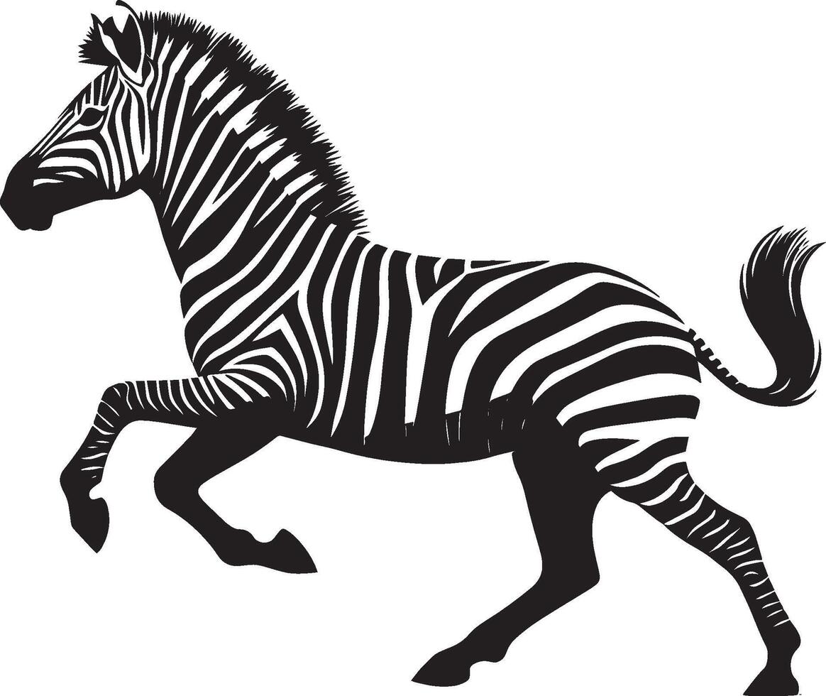 Zebra Silhouette isolated on white background Minimalist shape icon vector