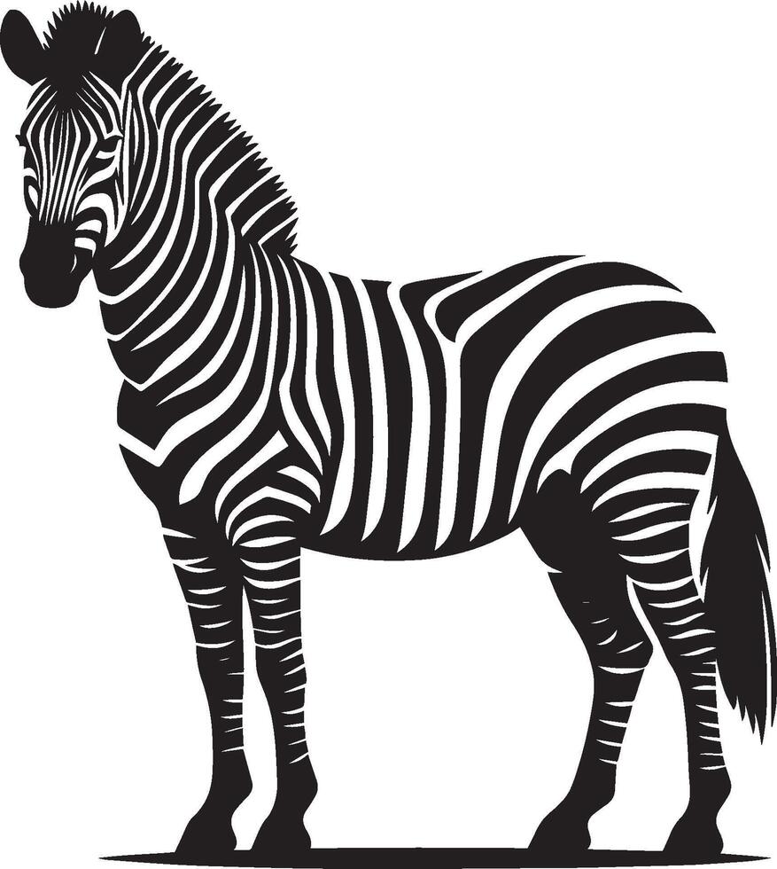 Zebra Silhouette isolated on white background Minimalist shape icon vector